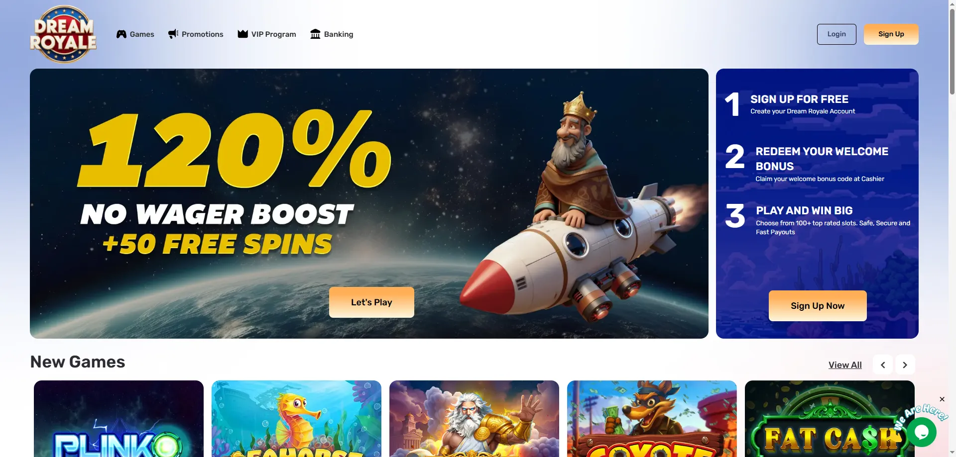 Dream Royale Casino welcome bonus 250% for New Zealand players